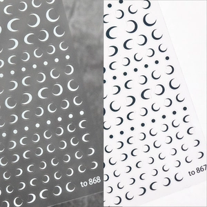 Japanese style black and white crescent moon nail art stickers set with dot patterns
