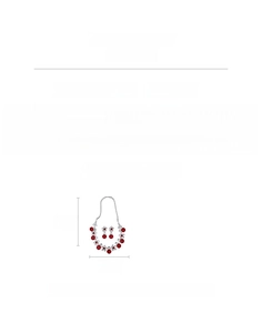 Detail view of red zircon flower pendant necklace and earrings set with measurements