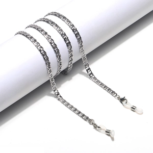 Stainless Steel Glasses Chain Non-Slip Eyewear Strap Holder With Silicone Loops Fashion Silver Neck Cord For Sunglasses