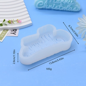 Silicone Merry Christmas mold for candles and DIY crafts, sized 13.8x6.7x2.8cm