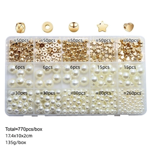 Detailed overhead view of a 770-piece DIY jewelry bead kit in a 15-grid organizer box