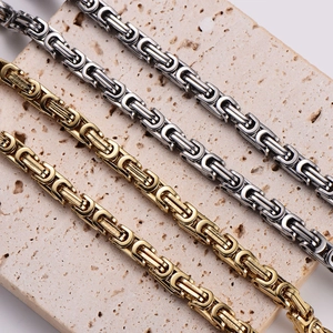 Handmade 6mm stainless steel Byzantine chain necklaces in gold and silver finish