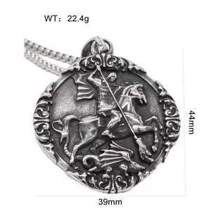 Detail view of St. George dragon pendant with 44mm x 39mm size and 22.4g weight