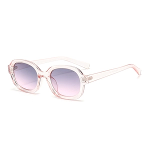 Chic oversized round sunglasses with pink translucent frame and purple gradient lenses