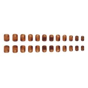Caramel amber tortoise shell press-on nails with 24 pieces of short square oval tips