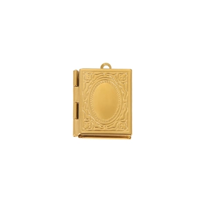 Gold book-shaped envelope locket pendant in stainless steel for DIY jewelry making