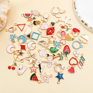 Assorted colorful enamel alloy charms with fruit and heart shapes for DIY jewelry making
