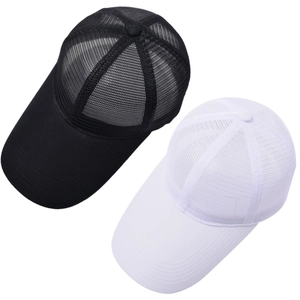 Set of 2 long-brimmed mesh baseball caps in black and white for outdoor golf and sports