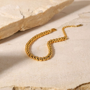Minimalist 18K gold plated stainless steel bead bracelet with adjustable lobster clasp