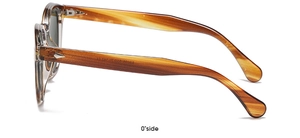 Détail de la branche de lunettes en écaille avec le modèle E2032 et les marquages de taille