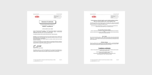 Compliance declaration for HEROX monofilament showing RoHS and REACH certificate details
