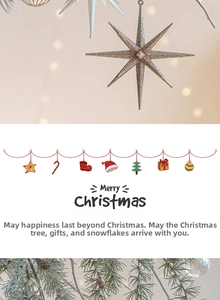 Macro di stella argentata glitterata per decorazione albero di Natale e atmosfera festiva