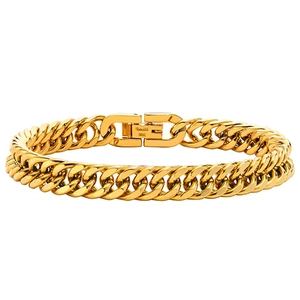 Ensemble de bracelets gourmette en or 18KGP poli pour hommes et femmes