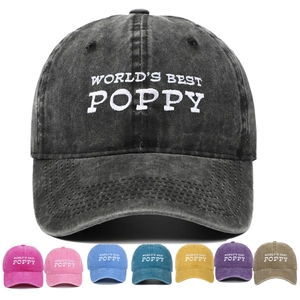 Baseballkappe Aus Gewaschener Baumwolle Bestickt World's Best Poppy Vintage Verstellbare Retro Sonnenschutz Hut
