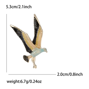 Cartoon hummingbird enamel brooch pin with dimensions 5.3cm and 2.0cm and weight 6.7g