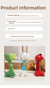 Detailed view of corn grain fabric texture and cotton rope on squeaky dog toys