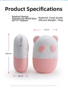 Detailed product parameters of animal-shaped food grade silicone face ice roller mold