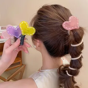 Élastiques À Cheveux Spirale Fil Téléphone Cœur Acrylique Support Queue Cheval Style Coréen Pour Femmes