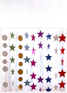 Glitter paper garland with multi-color stars and circles hanging for party decoration