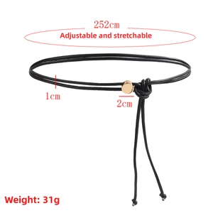 Dettaglio della catena regolabile in PU nero da 252 cm con fibbia ad anello d'oro