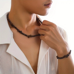 Men Necklace And Bracelet Coconut Shell Turquoise Tiger Eye Beaded Bohemian Ethnic Hip Hop Jewelry Accessory