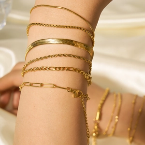 Bracciali In Acciaio Inossidabile Placcati Oro Per Donna Gioielli A Catena Regolabile Minimalista Stili Serpente Figaro Corda