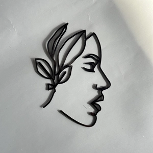Topper per torta viso di donna in acrilico minimalista, decorazione artistica astratta.