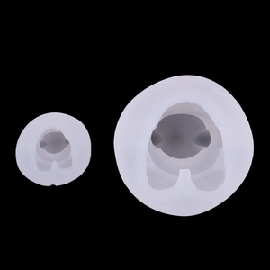 Set of two 3D bear silicone molds for candle making and DIY resin decor on black background
