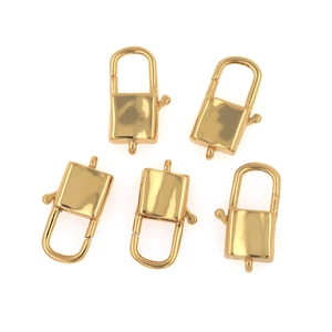 Five pieces of 18K gold-plated padlock spring clasps for DIY jewelry making sets