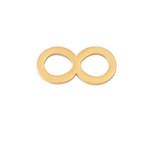 Macro view of polished gold infinity symbol pendant with smooth metallic finish