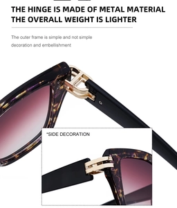 Details von Sonnenbrillen in Schildpatt-Optik mit Gold-Scharnier und lila Verlaufsglas