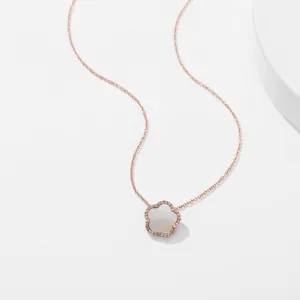 Elegant Stainless Steel Zirconia Pendant Necklace For Women Flower Star Butterfly Shapes Plated Gold Rose Gold Plated Fashion Jewelry Gift