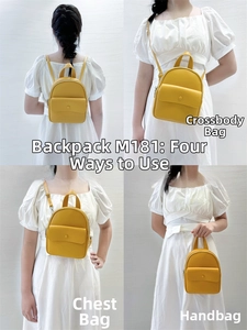 Detail view of yellow lychee leather mini bag showing four versatile carrying styles