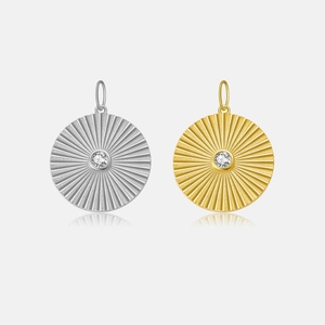 925 Sterling Silver Necklace With Round Sunburst Pendant Zircon Inlaid Adjustable Chain Fashion Jewelry For Women