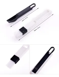 Detailed view of window groove cleaning brush set with hanging hole and dimensions