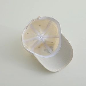 Detail of breathable kids quick-dry hat interior with reinforced seams and air vents