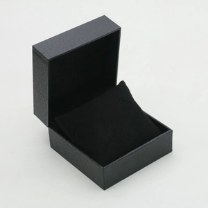 Professional black faux leather flip watch box with soft suede cushion for storage