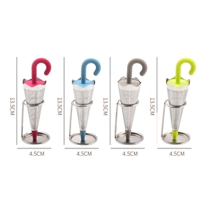 Creative umbrella shaped tea infuser set with stainless steel mesh and silicone handles