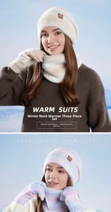 Winter knit set detail featuring touchscreen gloves and cozy thick thermal fabric