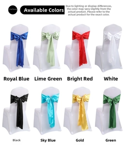 Detailed multi-color selection of satin chair sashes for wedding and banquet decoration