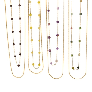 Elegant stainless steel gold snake chain necklaces with multi-color natural stone beads