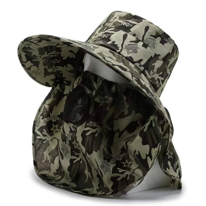 Chapeau de soleil camouflage pour la pêche et la randonnée avec masque et protège-nuque