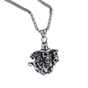 Collana con ciondolo teschio gotico in acciaio inossidabile argento stile punk