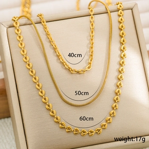 Set di tre collane in acciaio inossidabile placcato oro 18K a serpente e maglie 40-60cm