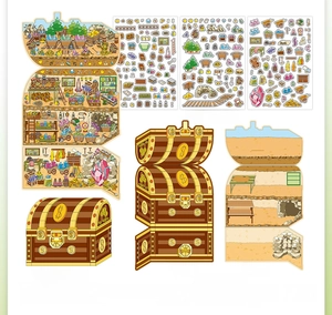 Detailed set of Underground Treasure DIY PET stickers and folding scene card specifications