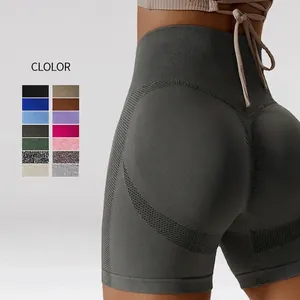 Women High Waist Seamless Yoga Shorts Scrunch Butt Lift Fitness Gym Running Mesh Breathable Quick Dry Sport Bottoms