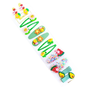 14-piece candy colored cartoon hair clips set with cute animal and flower designs for girls
