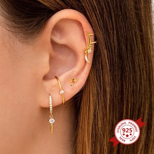 925 silver dragonfly earrings set with colorful zircon and moon cuff in gold finish