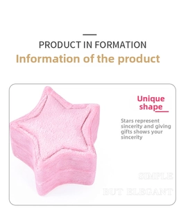 Pink star-shaped velvet jewelry box featuring a five-pointed geometric design and stitching
