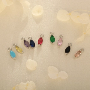 Marquise Zircon Charms 18K Gold Plated Copper Micro Pave Eye Shape Colorful DIY Jewelry Making Findings